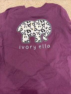 ivory ella Plum Long-Sleeve Tee with Leopard Elephant Graphic